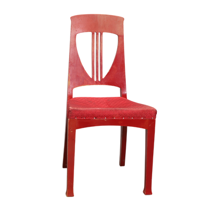 c1915 Swedish Grace : set of four red painted Art Nouveau side chairs