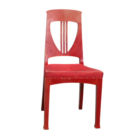 c1915 Swedish Grace : set of four red painted Art Nouveau side chairs
