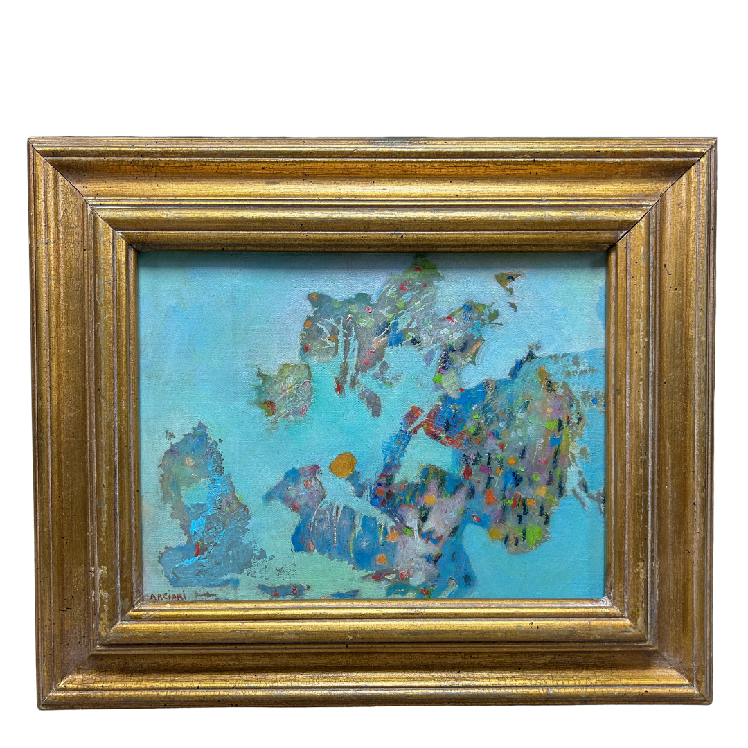 Mid-Century Eugene Arcieri : 17" x 15" abstract o/c, Woodstock artist