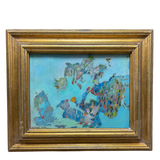 Mid-Century Eugene Arcieri : 17" x 15" abstract o/c, Woodstock artist