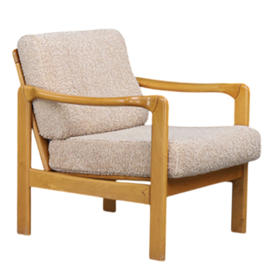 1960s Walter Knoll : solid beechwood "Stella" armchair