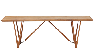 1960s Danish v-shape teak & brass coffee table