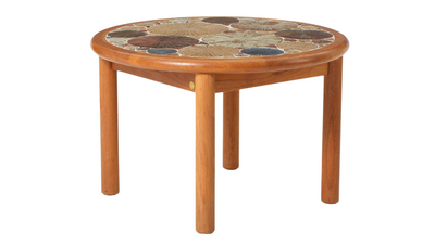 1970s Tue Poulsen oak & stoneware 33" coffee table