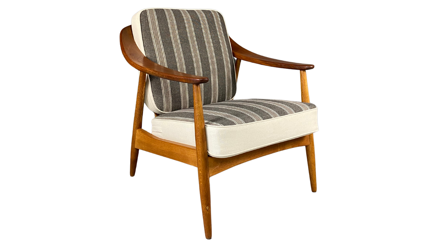 1950s Illum Wikkelsø striped armchair, Denmark