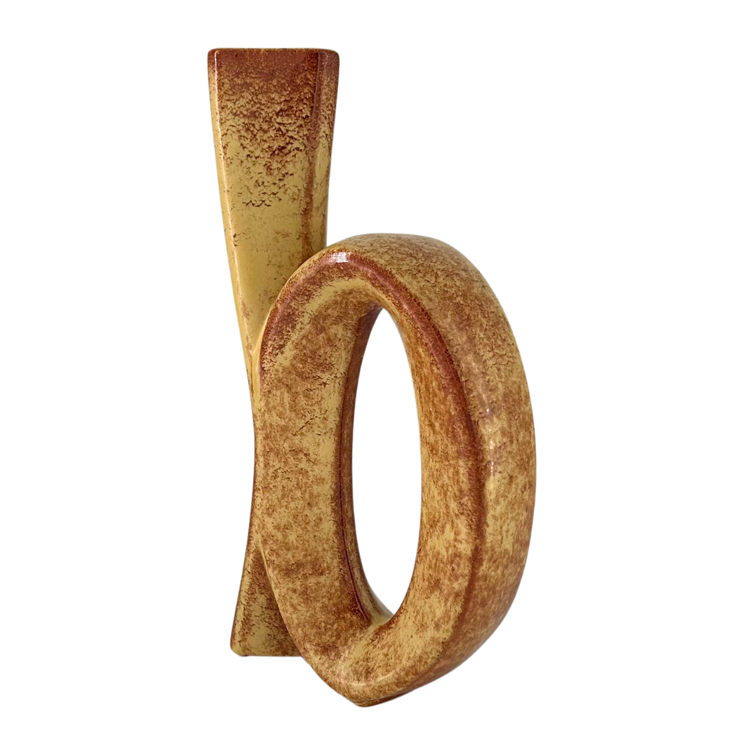 1970s Roberto Rigon : "letter B" vase, screziato tabacco glaze