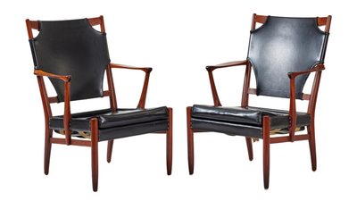 1960s Scandinavian polished teakwood & leatherette armchair