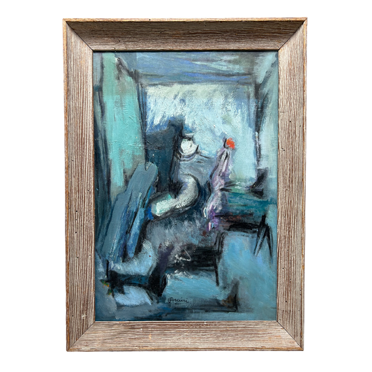 Mid-Century Eugene Arcieri : 25" x 18" abstract o/c, Woodstock artist
