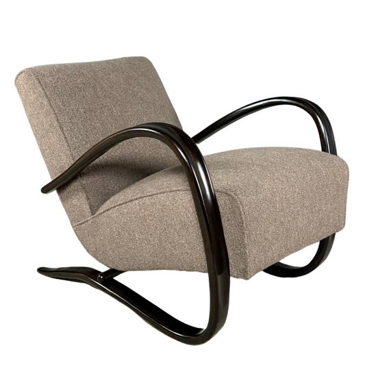 1930s Jindřich Halabala : pair of H269 lounge chairs, Czech