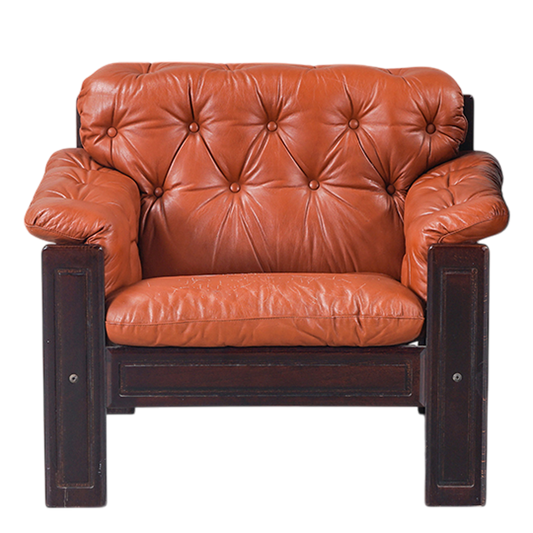 1970s Ekornes : pair Norwegian buttoned leather lounge chairs