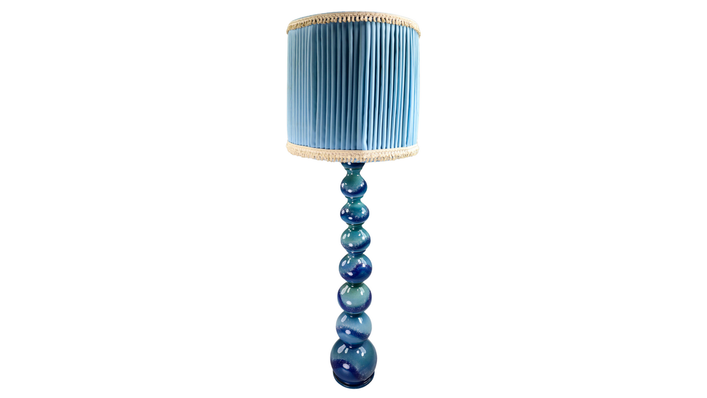 1970s Gebr. Kaiser & Co. blue ceramic floor lamp, Germany