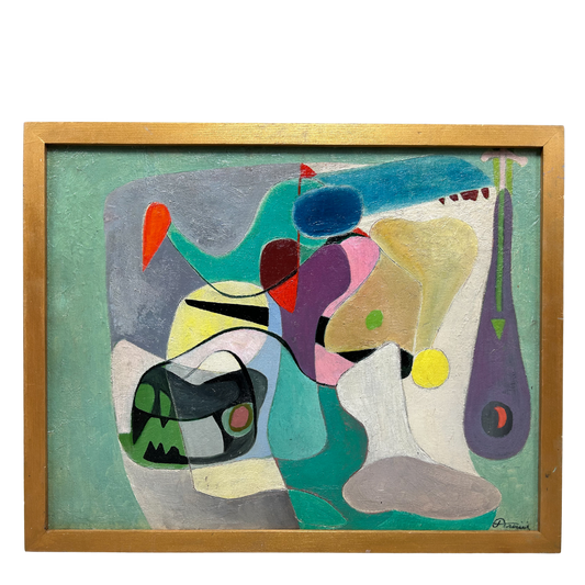 Mid-Century Eugene Arcieri : 15" x 19" abstract o/c, Woodstock artist