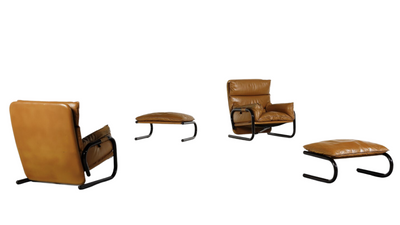 1970s Rossi Di Albizzate leather chair & ottoman