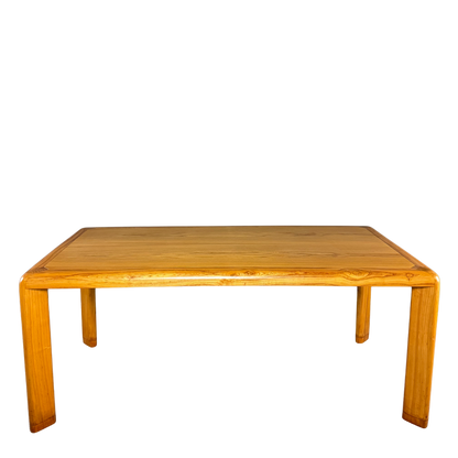 1970s Italian Modernist : solid ashwood dining table w/curved sides