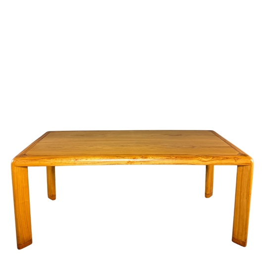 1970s Italian Modernist : solid ashwood dining table w/curved sides