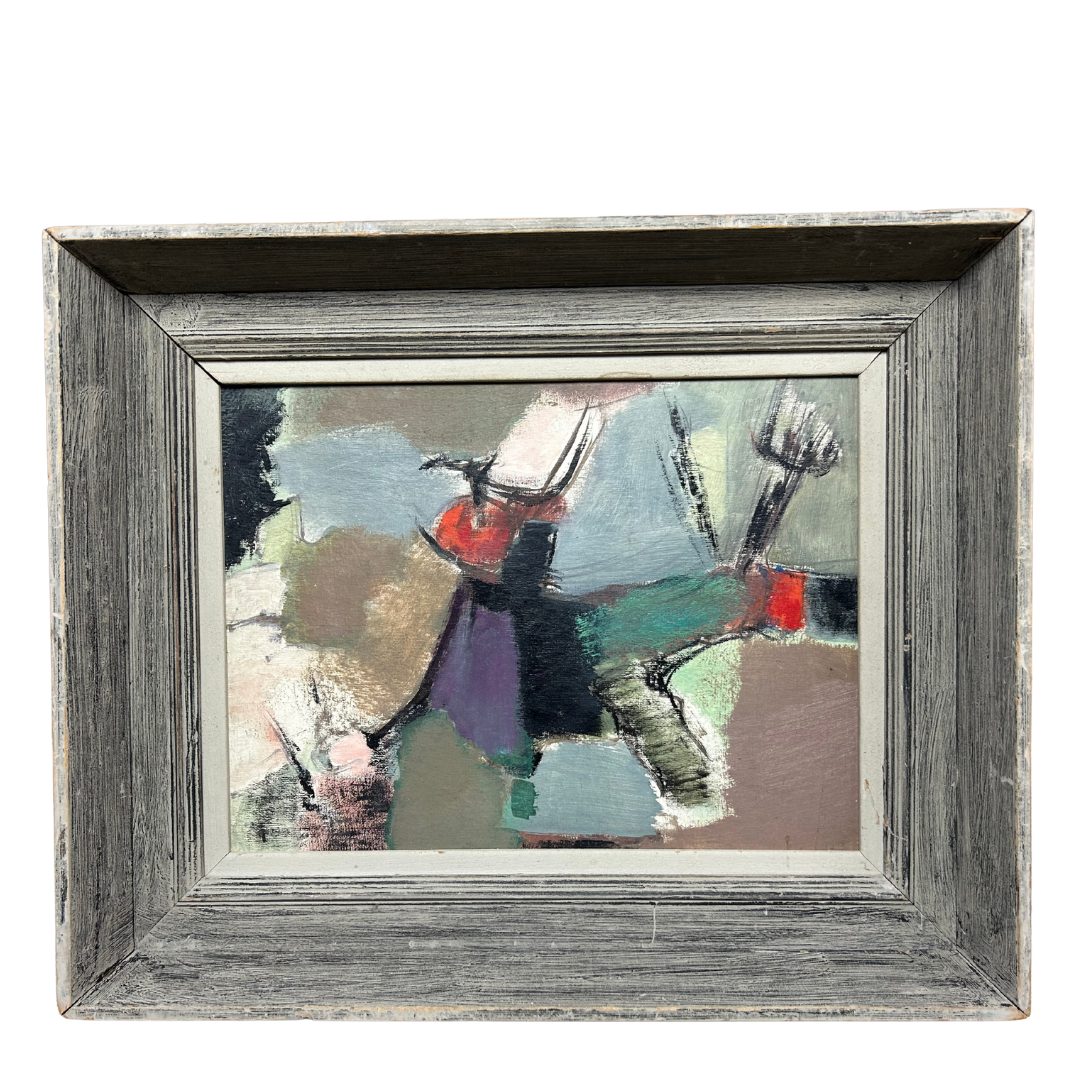 Mid-Century Eugene Arcieri : 17" x 21" abstract o/c, Woodstock artist