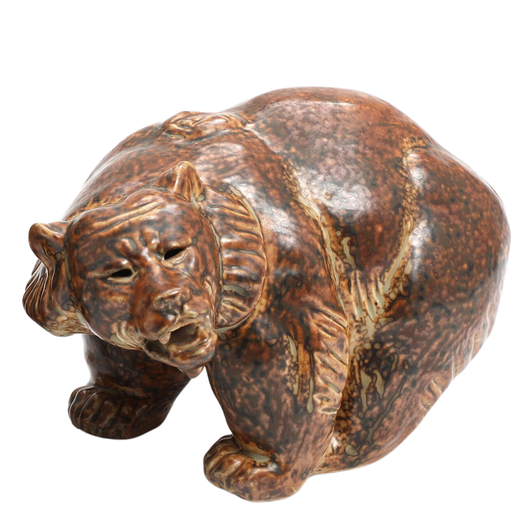 c1940s Knud Kyhn : "walking bear" sung glazed stoneware, RC