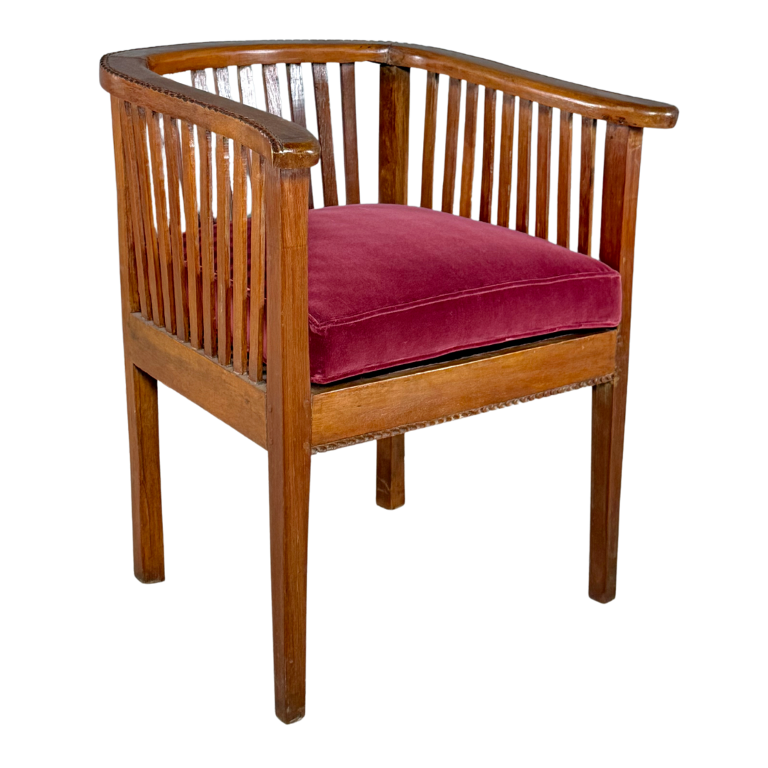 1930s Italian : pair Rationalist designed solid walnut spindle chairs