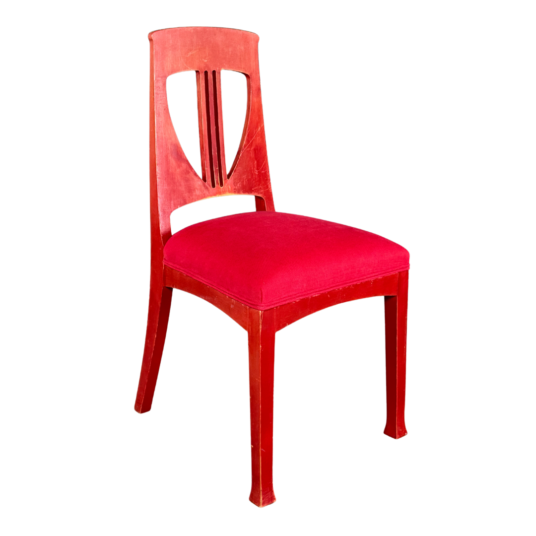 c1915 Swedish Grace : red painted Art Nouveau side chairs, set of four