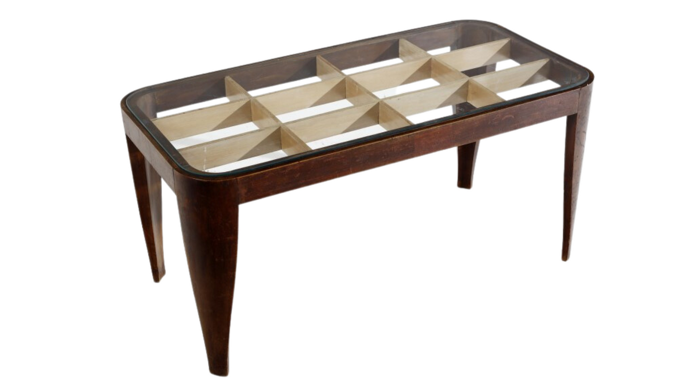 1950s Gio Ponti (attr.) walnut lattice coffee table