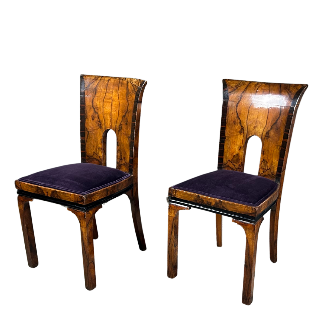 1930s Marcello Piacentini : art deco walnut briar & macassar ebony chair