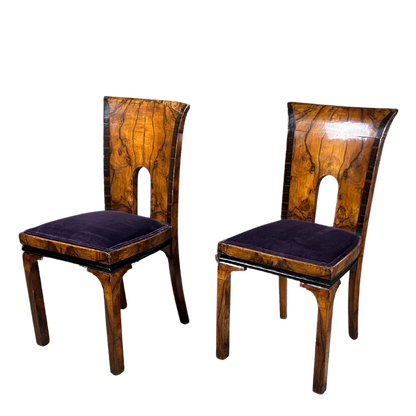 1930s Marcello Piacentini : art deco walnut briar & macassar ebony chair