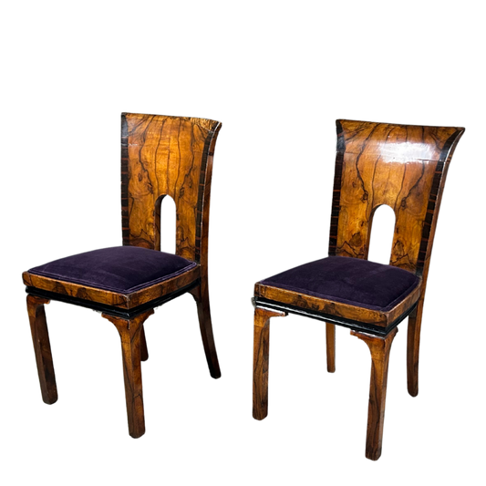 1930s Marcello Piacentini : art deco walnut briar & macassar ebony chair