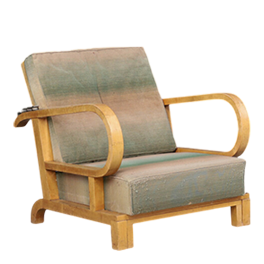 1930s Czech : pair of Art Deco reclining beechwood armchairs