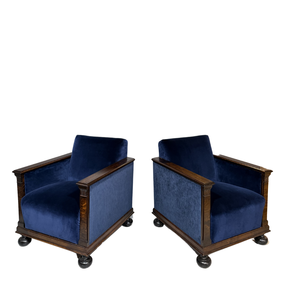 Late 1920s Swedish Grace : Art Deco Armchairs w/ new upholstery