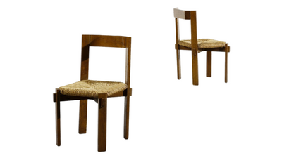 1970s Giovanni Michelucci shaped wood & rope side chair