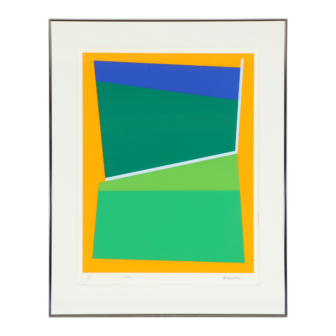 Ib Geertsen : 1986 abstract geometric lithograph in colors