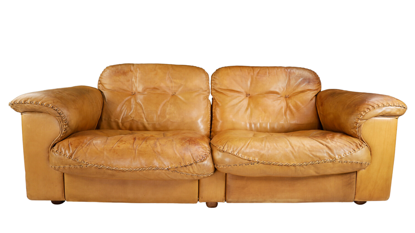 1970s de Sede model 101 cognac leather sofa