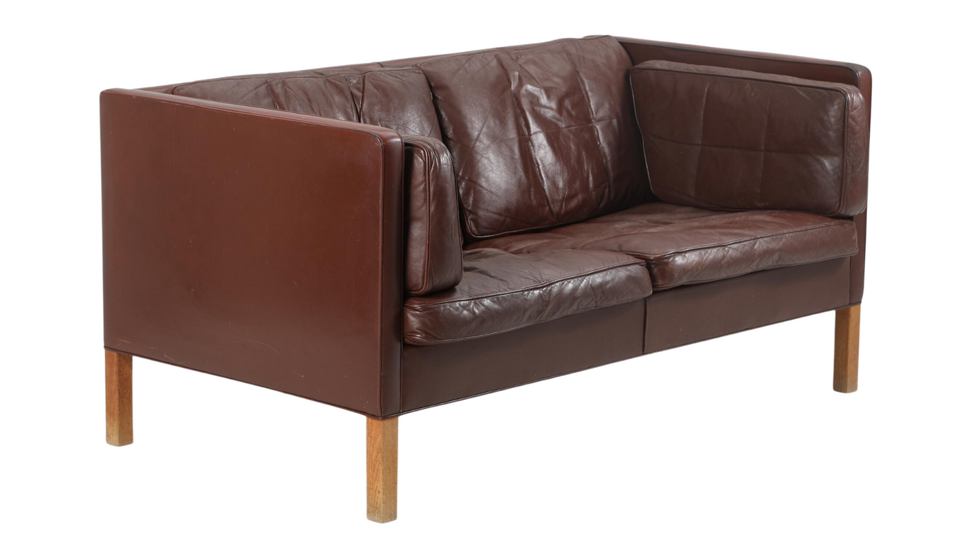 Børge Mogensen 2-seat brown leather sofa, Denmark