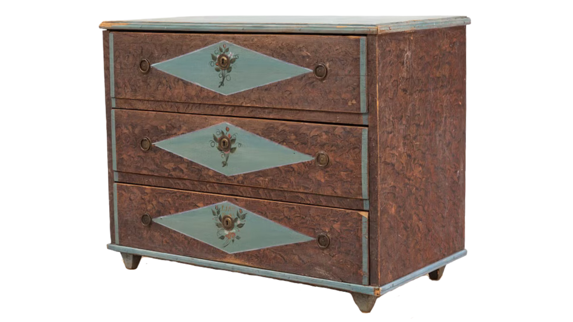 c1845 Swedish grain painted pinewood chest of drawers