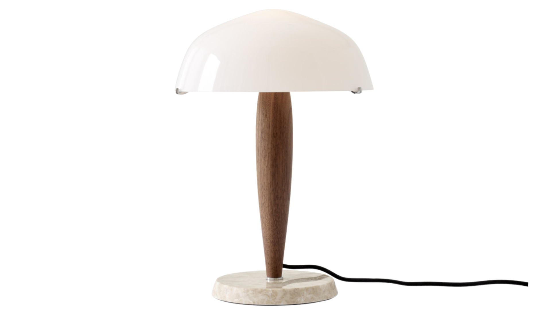 &Tradition : Herman Table Lamp in walnut & opal glass