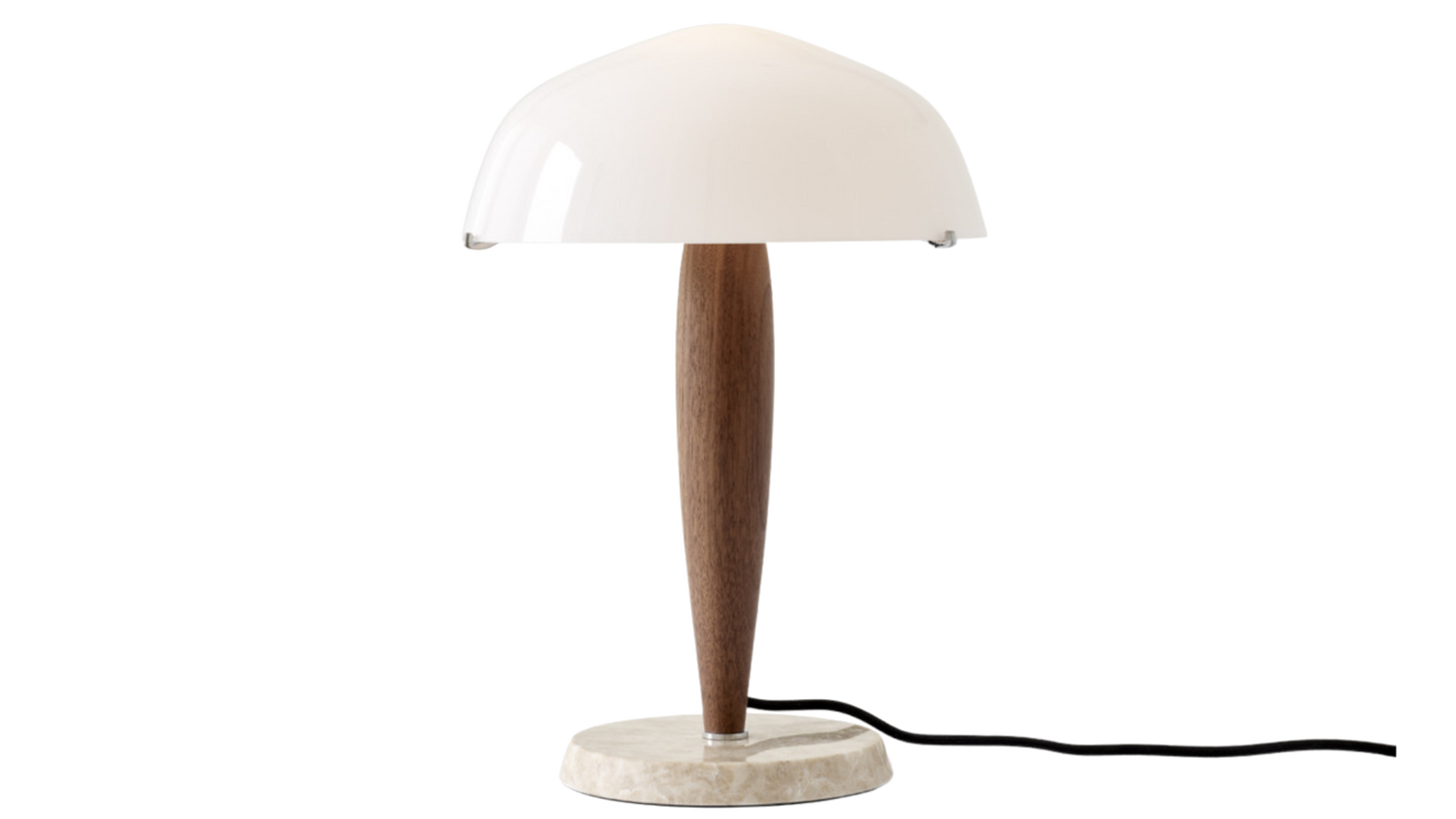 &Tradition : Herman Table Lamp in walnut & opal glass