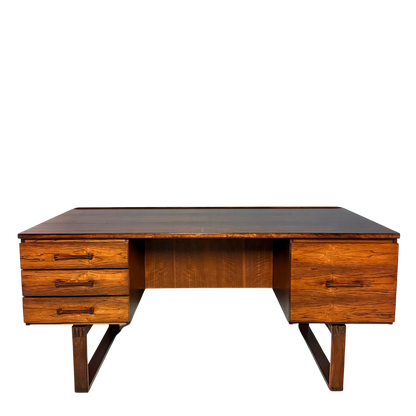 1960s Drylund : rosewood desk on runner legs, Denmark