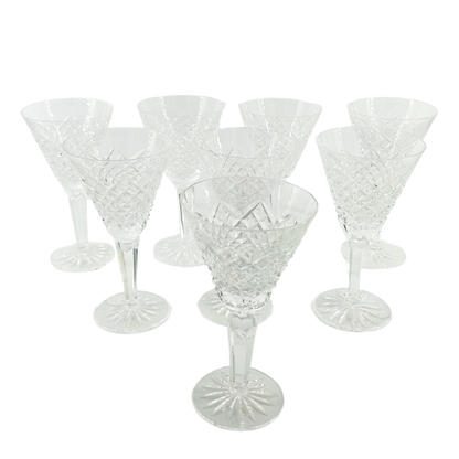 Waterford Crystal : Set 6 "Tyrone" crystal wine stemware