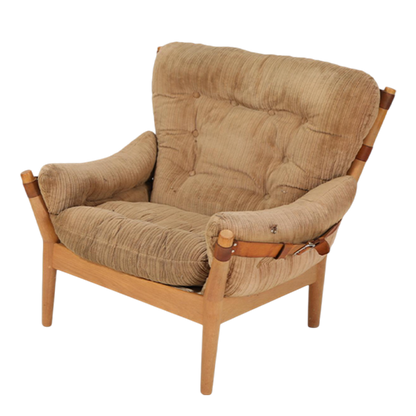 1970s John Mortensen : Model 4521 lounge chair in brown corduroy