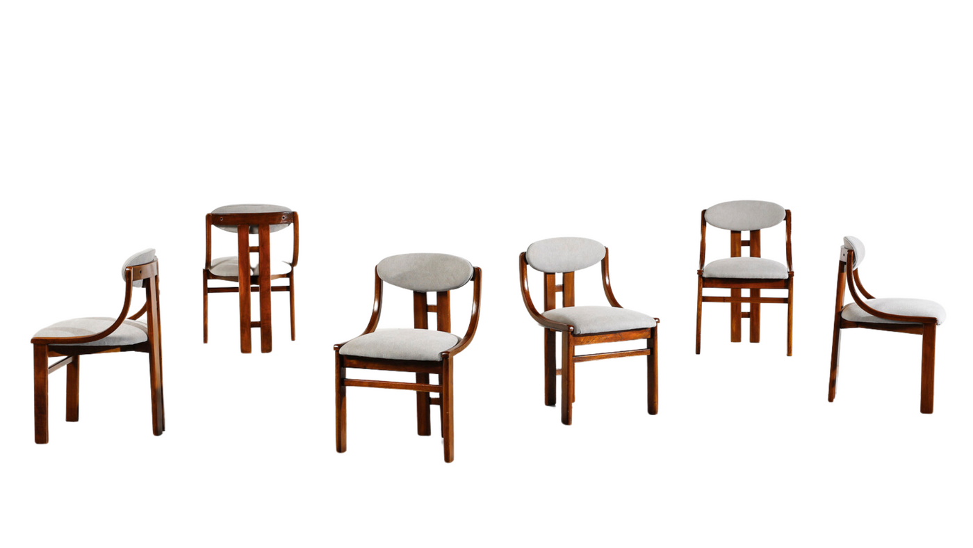 1960s set Italian double-back dining chairs