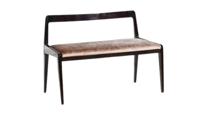 c1950 Italian lacquered wood & velvet 37" bench