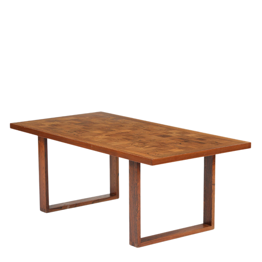 64 - 1960s Poul Cadovius : rosewood "Governor" coffee table w/checkerboard top