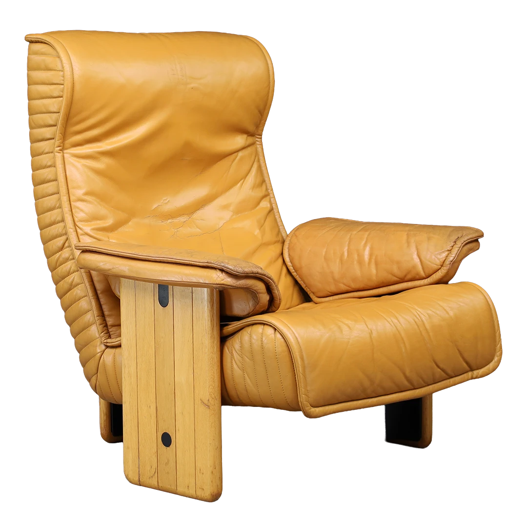 1970s Otto Zapf : sculptural light leather lounge and ottoman, Germany