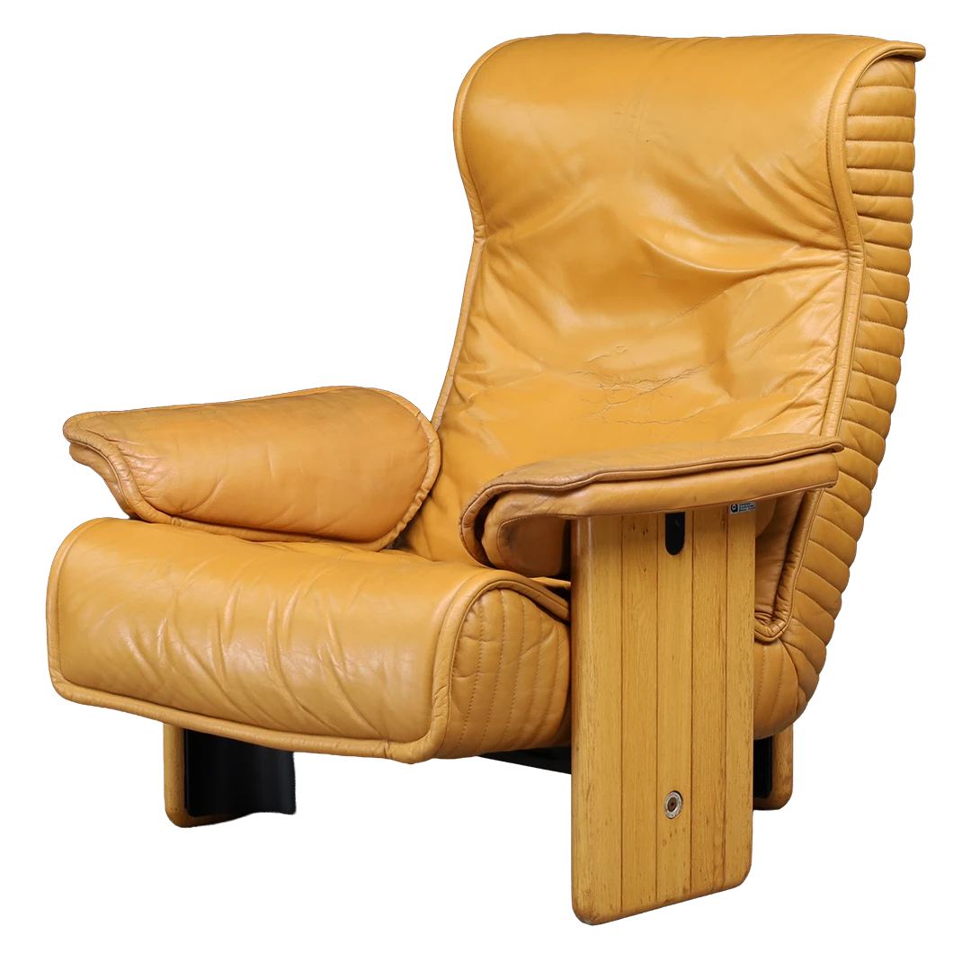 1970s Otto Zapf : sculptural light leather lounge and ottoman, Germany