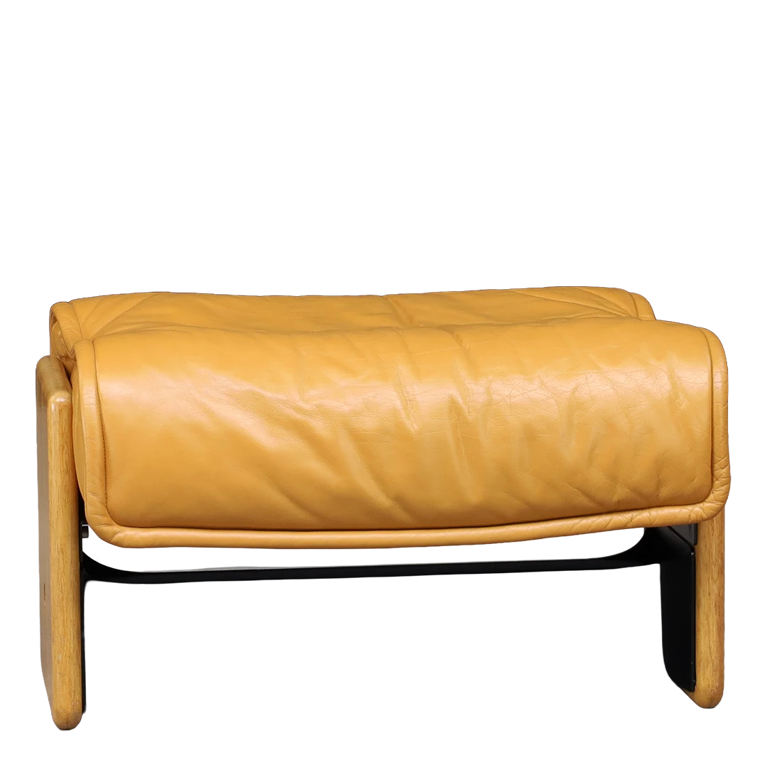 1970s Otto Zapf : sculptural light leather lounge and ottoman, Germany