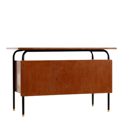 1960s Italian : small teakwood & metal writing desk