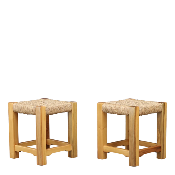 20thc European : solid oakwood and rush low stool – FINCH hudson