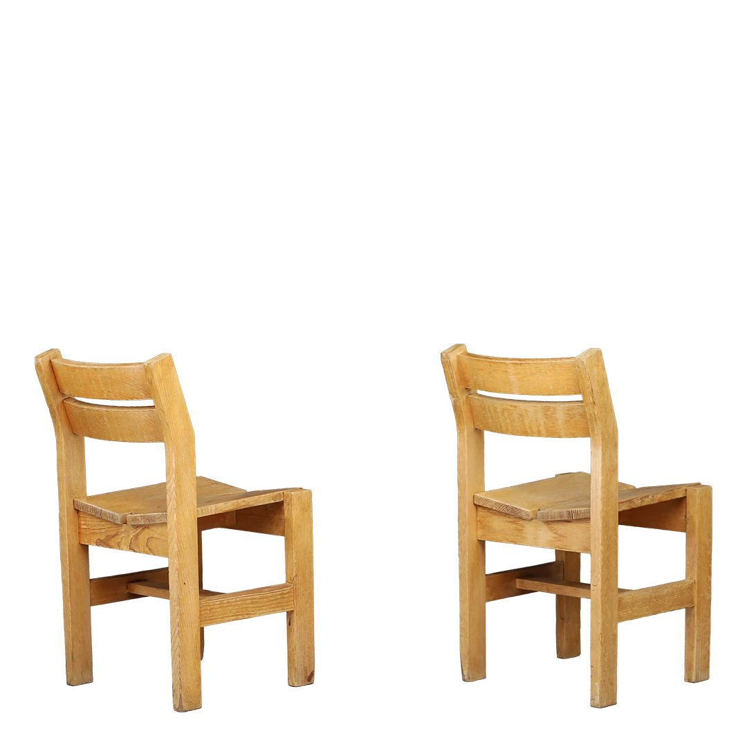 1960s Maison Regain : solid pinewood chair for Résidence La Cascade