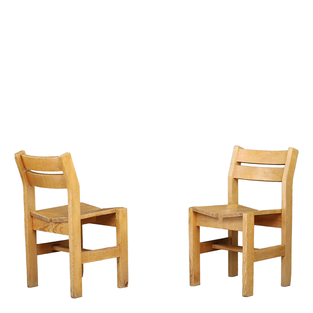 1960s Maison Regain : solid pinewood chair for Résidence La Cascade