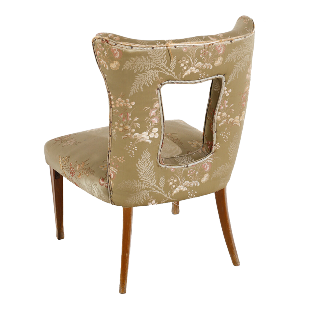 1950s Italian : pair of padded silk upholstered side chairs