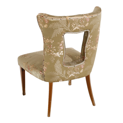 1950s Italian : pair of padded silk upholstered side chairs